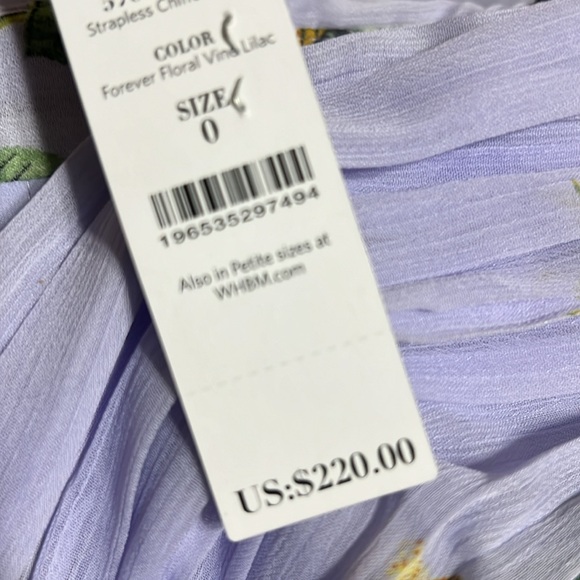 WHBM Floral Lavender strapless Maxi Dress women size 0 - Picture 8 of 11
